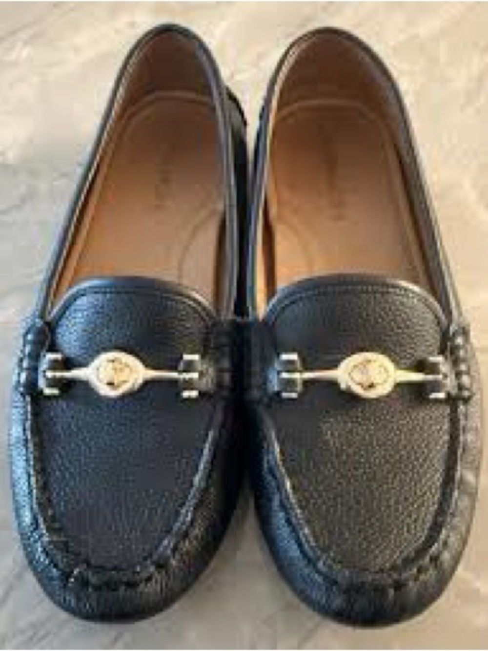 Coach Black Leather Crosby Driver Kiss Lock Loafers size 6.5 EUC